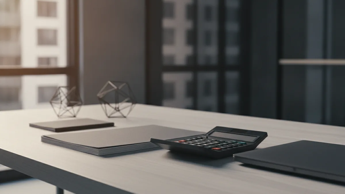 Conceptual bank transfer scene with organized financial papers beside a laptop