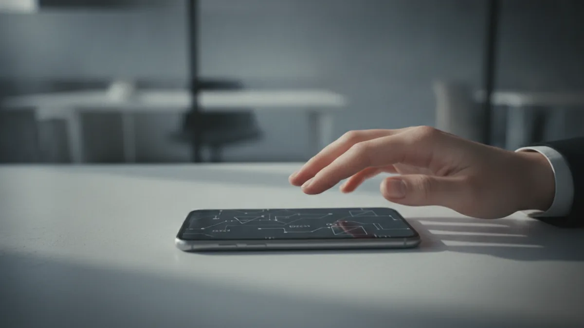 Smartphone lifestyle scene showing digital money management