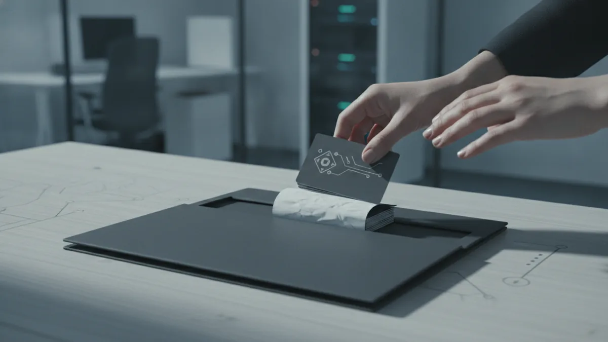 Clear payment workflow Organized desk setup for managing digital payments and receipts