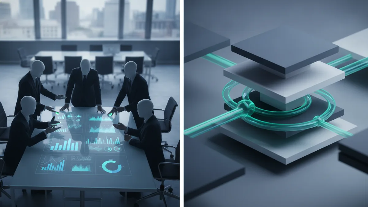 Why fintech tech is changing Abstract view of systems planning and connected financial workflows.