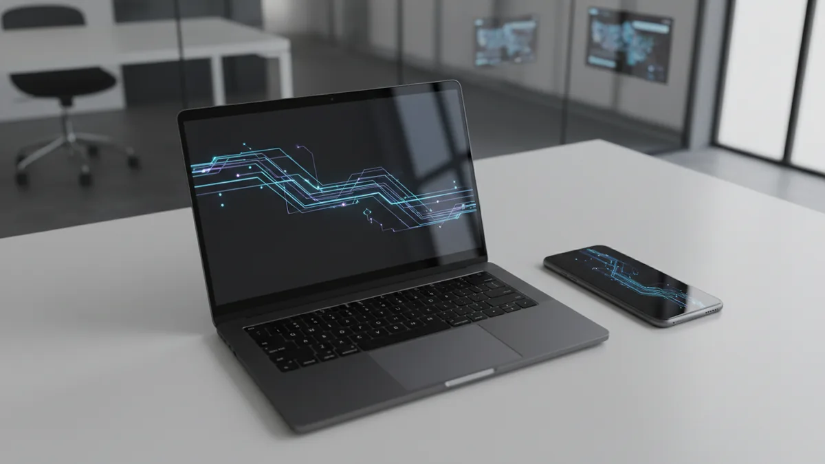 Instant transfer concept shown with connected light points