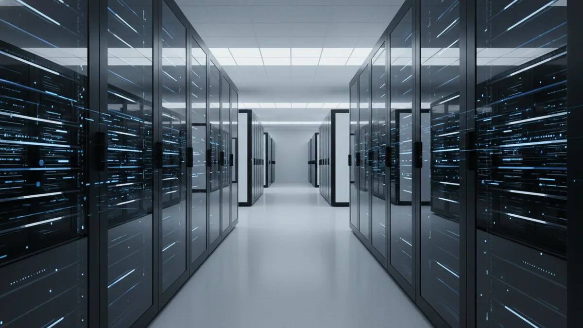 Data center setting representing fast, reliable payment rails