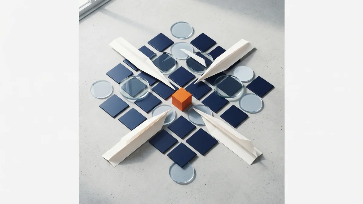Payment software features Blank modular tiles show the connected parts of payment software