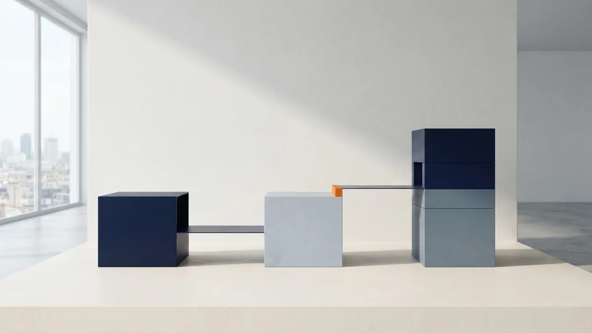 Three modular structures connect through clean payment pathways