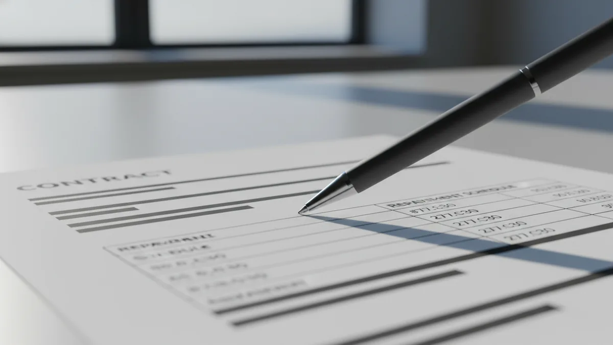 Confirm with the agreement Reading loan agreement terms and repayment schedule table for EMI details