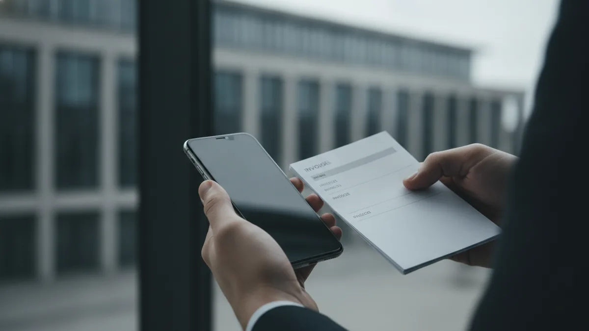 ACH payments in practice A person reviewing invoices before setting up ACH transfers