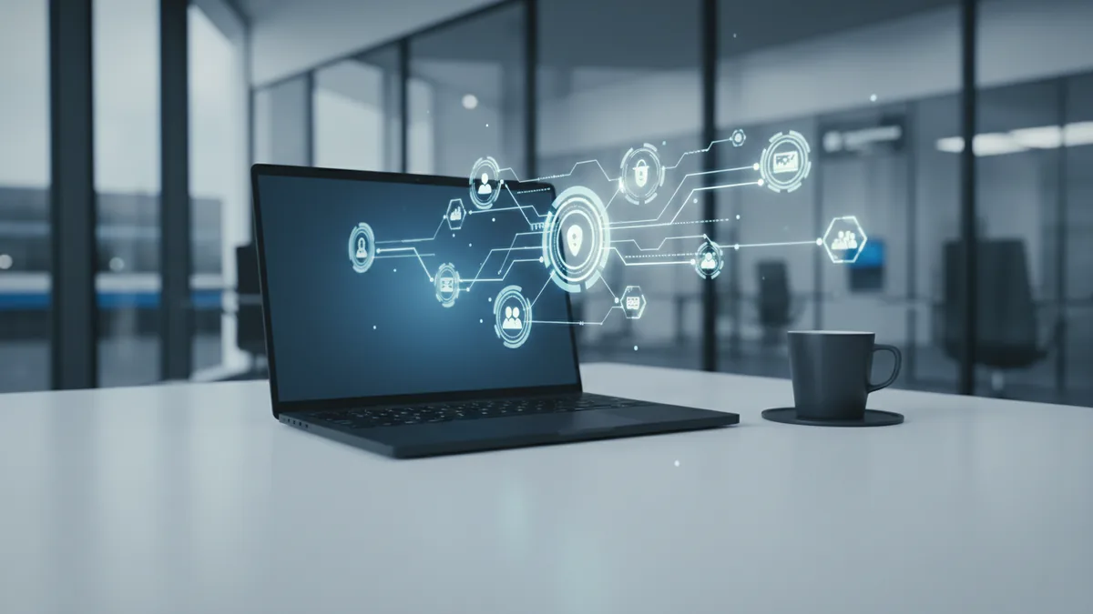 Business value from consented data Business desk scene showing connected services for payments and data