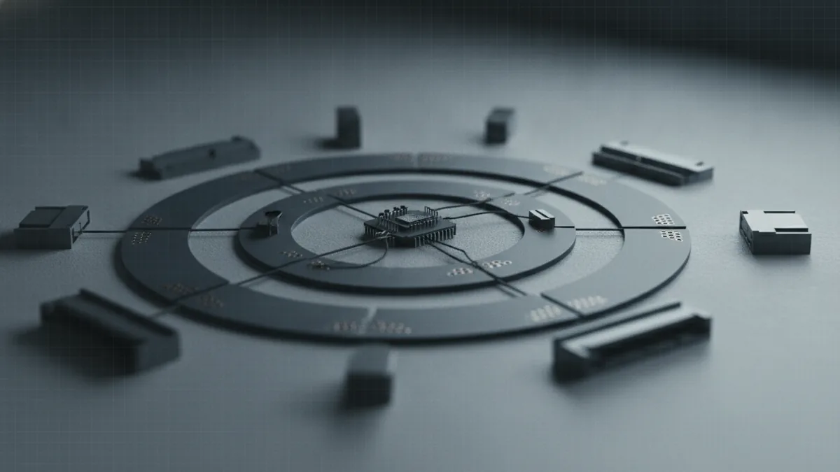 How interfaces were engineered Circuit components and connectors symbolizing standards and interoperability work.
