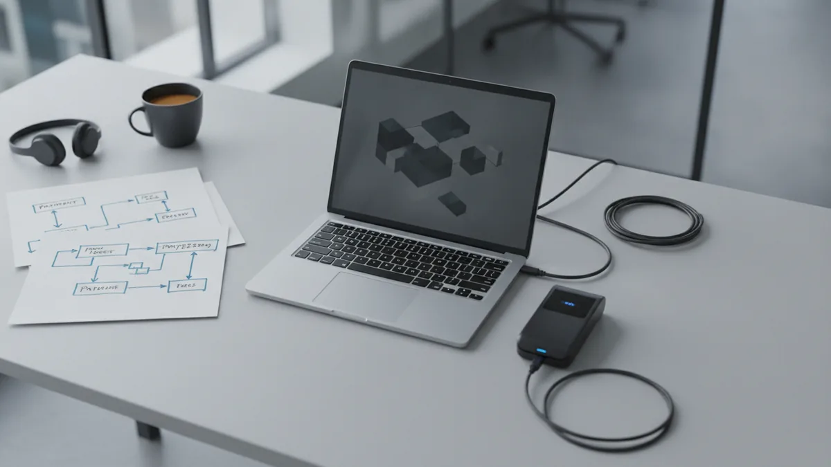 Planning payment gateway connections Developer workspace with payment flow diagrams and connected finance systems