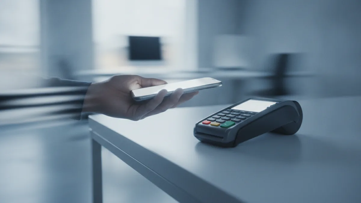 Convenience and speed Contactless payment scene showing fast, convenient fintech transactions.