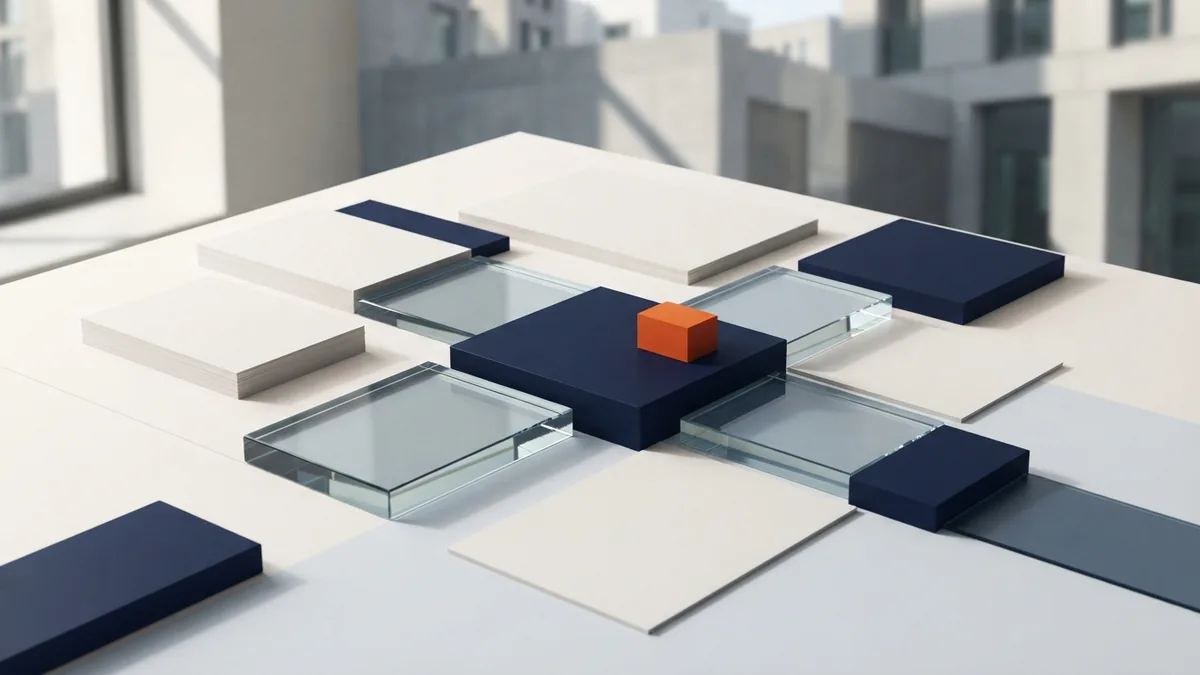 Blank paper and glass forms arranged to suggest structured electronic data exchange