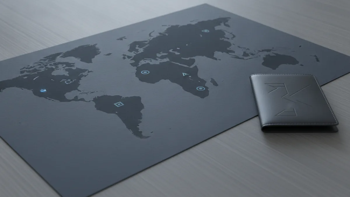 SEPA zone countries list Desk map with highlighted routes representing SEPA member countries