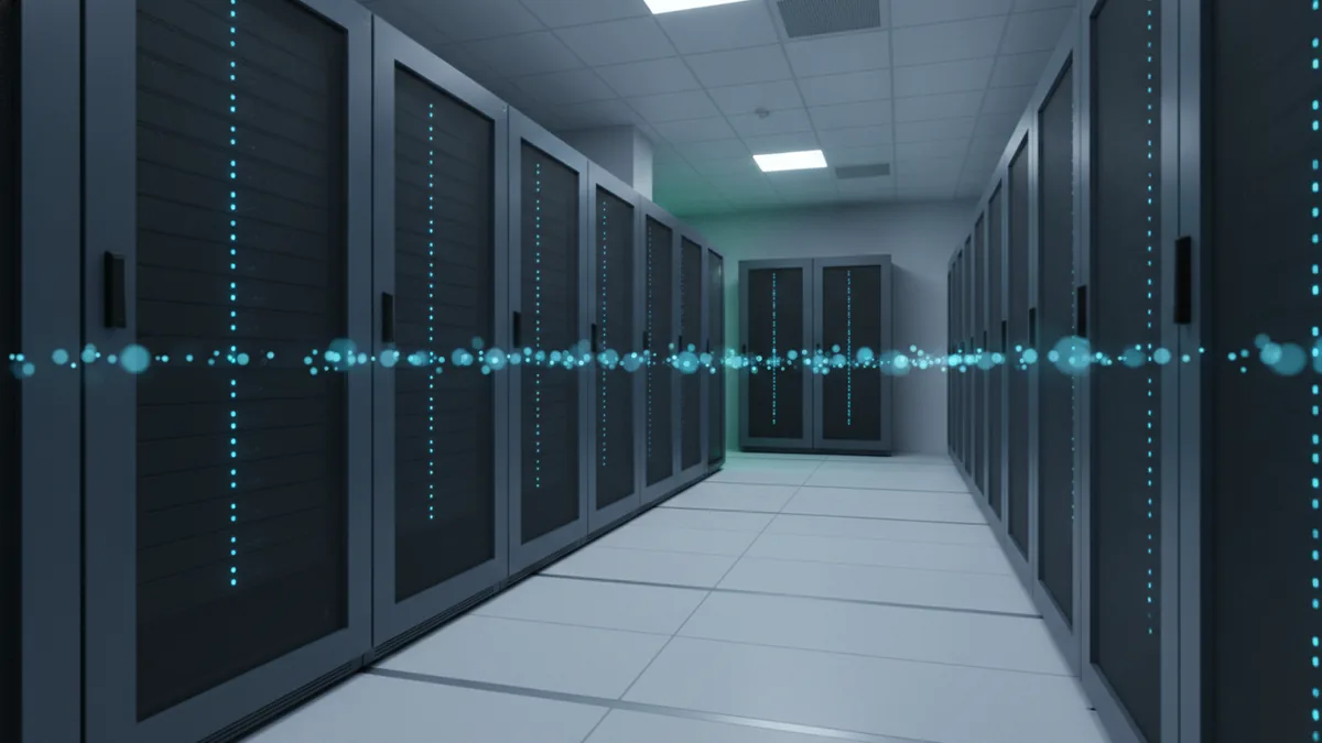 Clean server room representing batch processing for ACH payments.