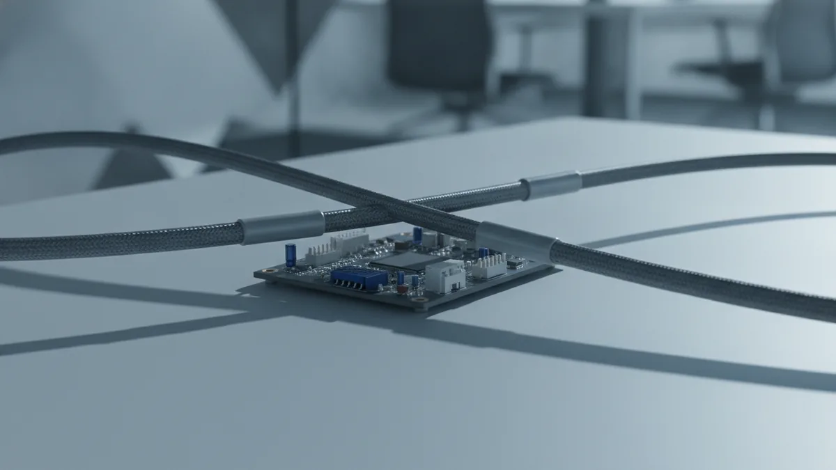 Conducted vs radiated EMI paths Cables and circuitry illustrating conducted versus radiated EMI paths