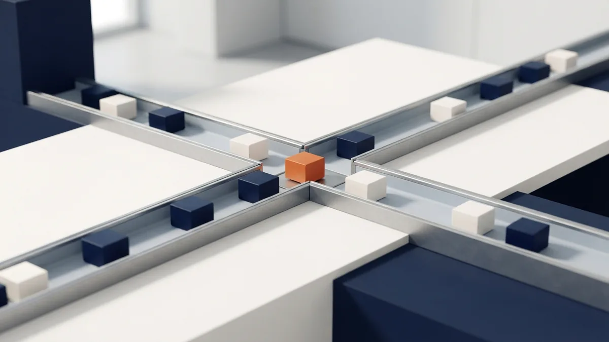 Orderly movement through payment channels Modular blocks showing orderly movement through payment channels