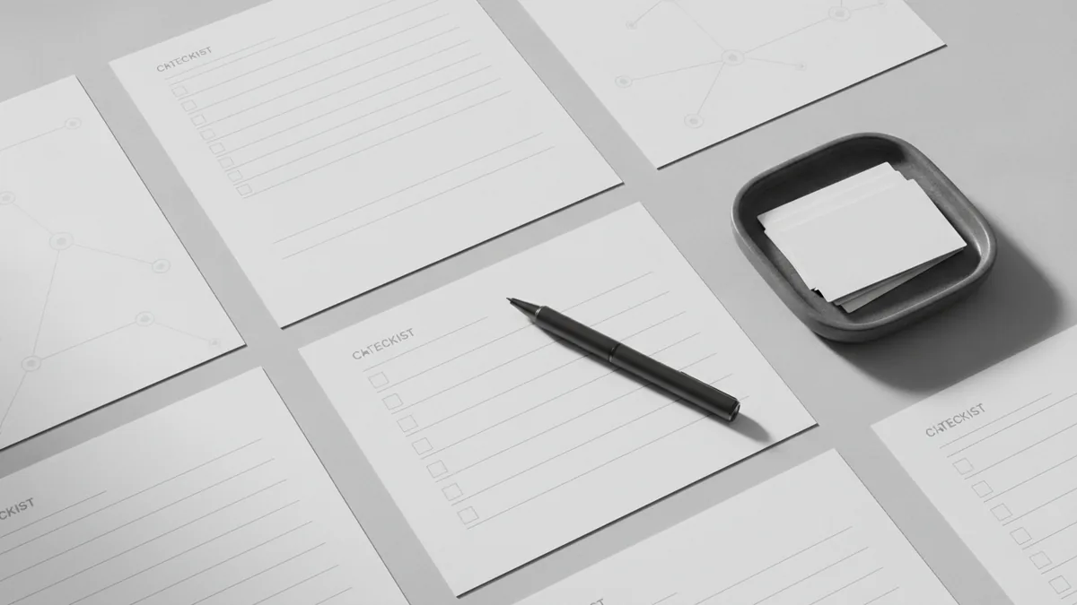 Blank forms and pen representing the bank details needed for ACH.